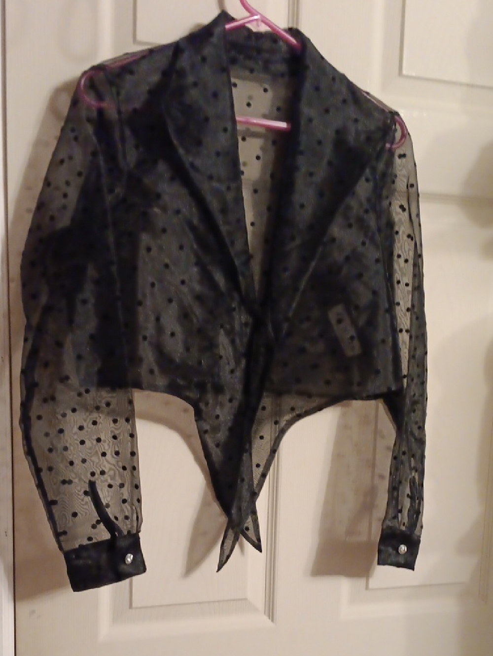 Sheer Black Polka Dot Cropped Jacket - Women